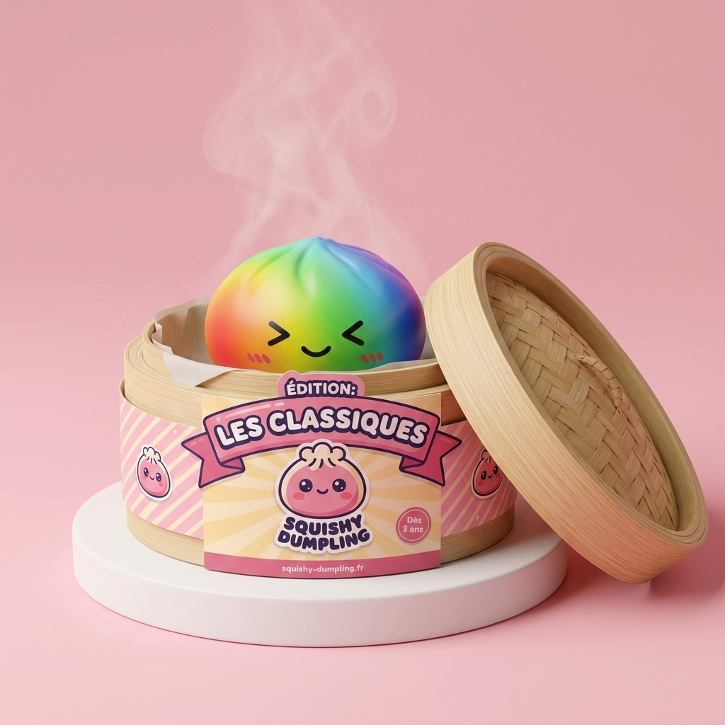 Rainbow Dumpling Squishy Sateenkaarikuvio bambutyylisessä höyrytyskorissa