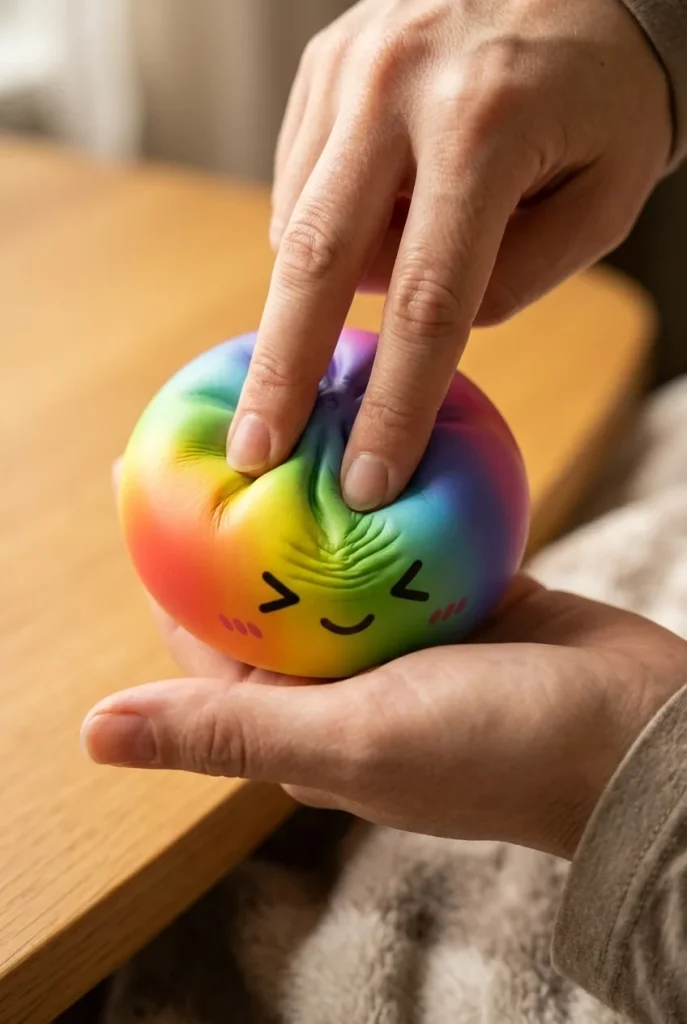 Rainbow Dumpling Squishy Sateenkaarikuvio puristuksessa