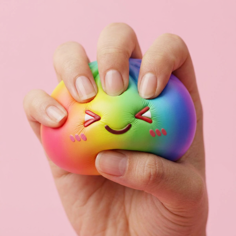 Rainbow Dumpling Squishy Sateenkaarikuvio slow rise -efekti toiminnassa