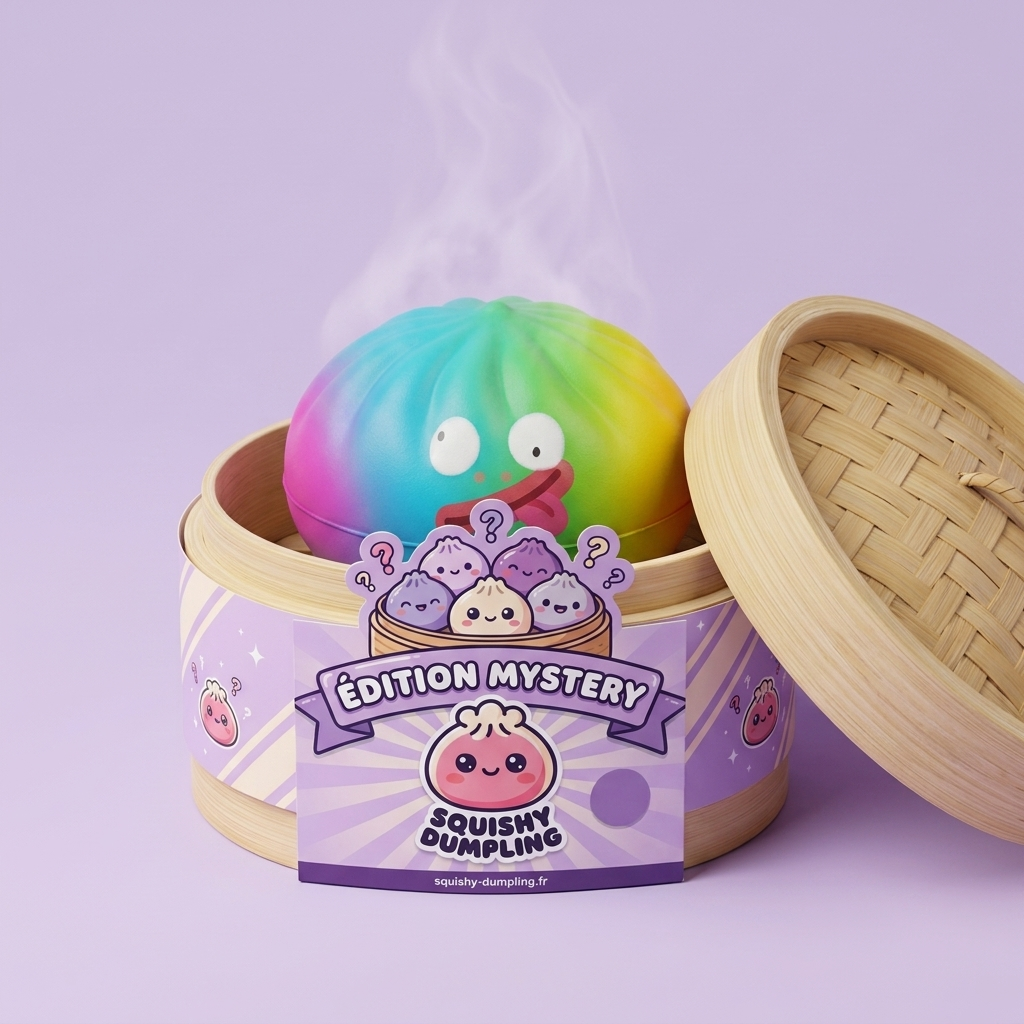 Rainbow Mystery Dumpling Squishy Yllätyspakkaus bambutyylisessä höyrytyskorissa