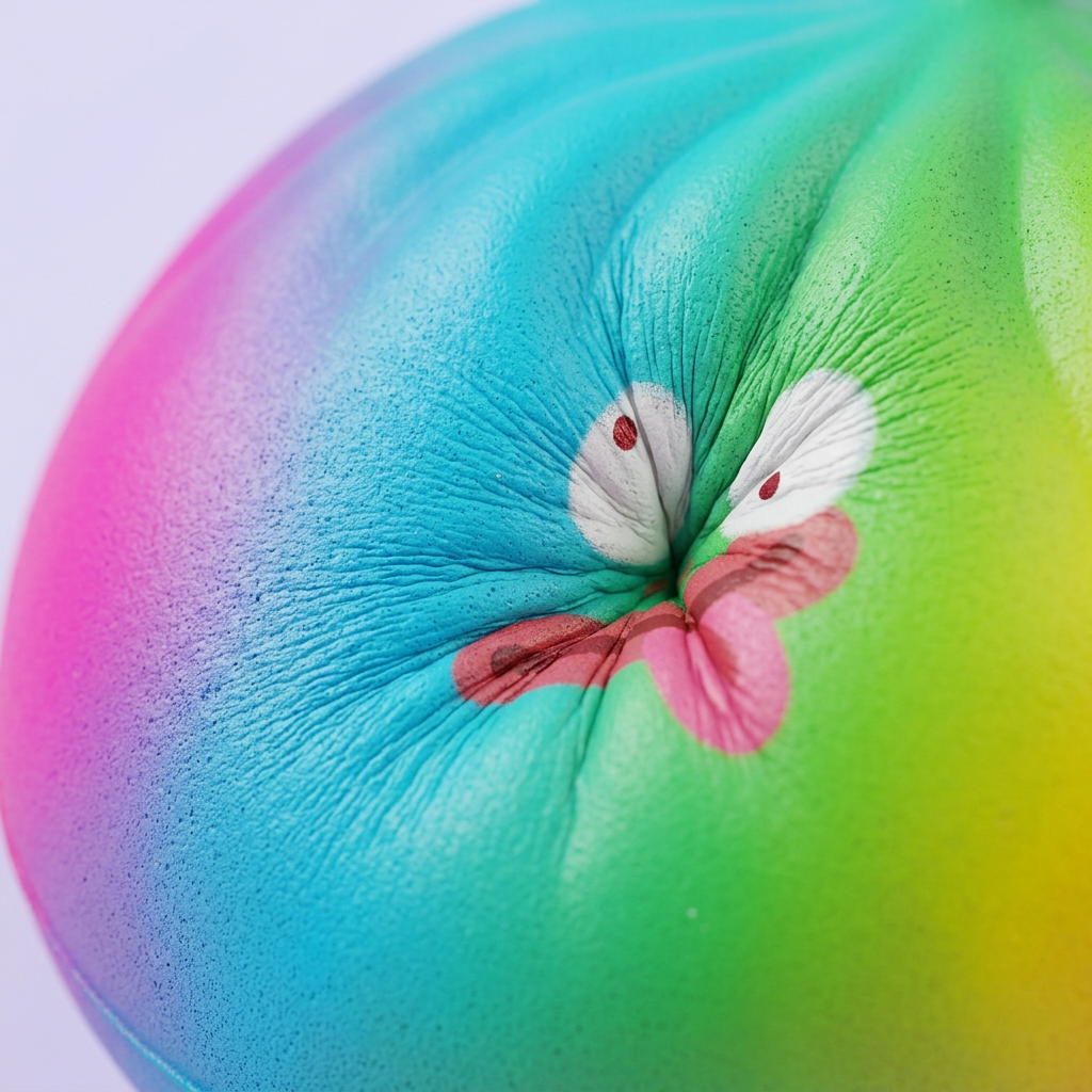 Rainbow Mystery Dumpling Squishy Yllätyspakkaus makrokuva vaahdon pinnasta