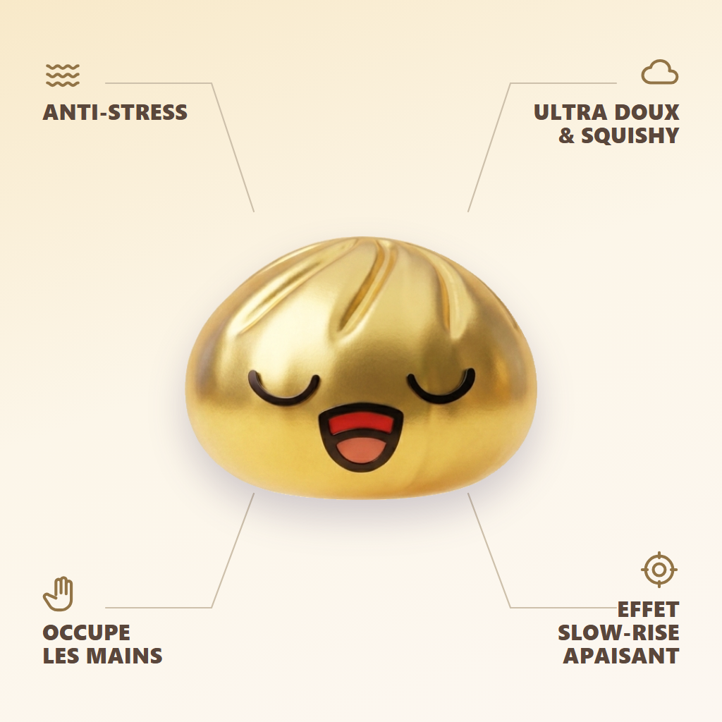 Rare Dumpling Squishy Kulta-aarre — antistress, ultrapehmeä, slow-rise