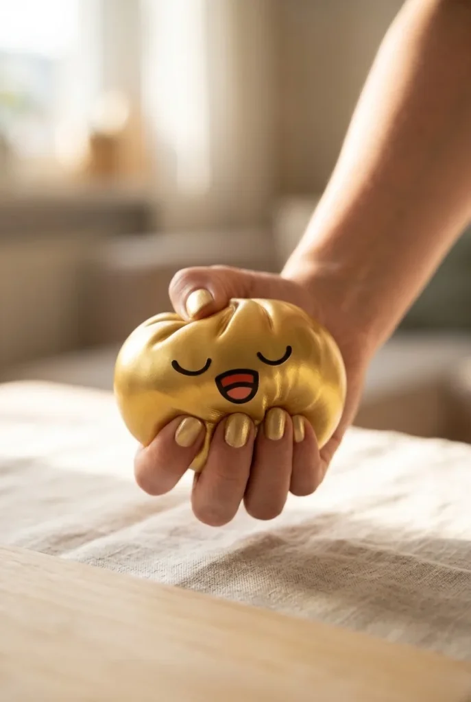 Rare Dumpling Squishy Kulta-aarre sormien välissä — asiakaskuva