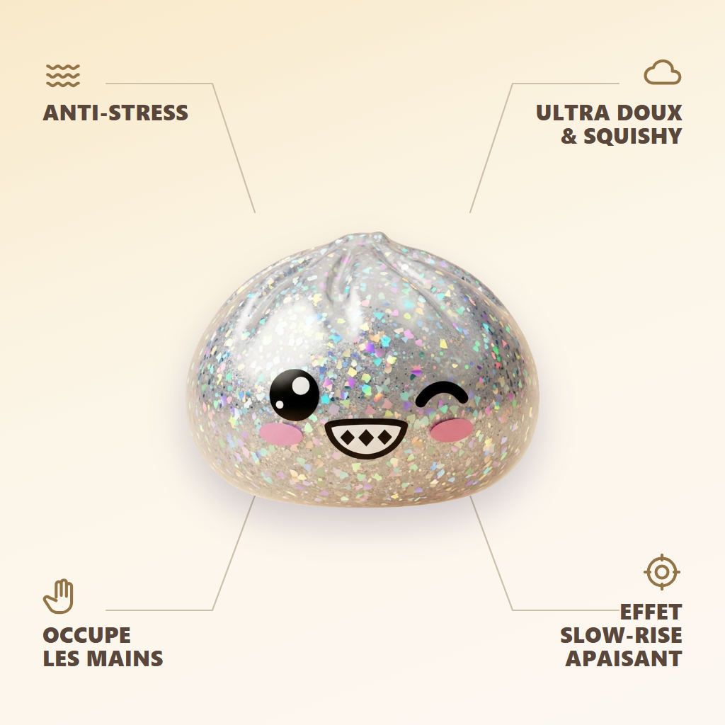 Rare Dumpling Squishy Hopeanhohtoinen — antistress, ultrapehmeä, slow-rise