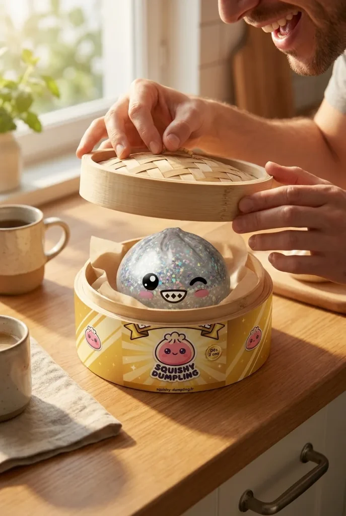 Rare Dumpling Squishy Hopeanhohtoinen — unboxing, asiakaskuva