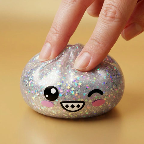 Rare Dumpling Squishy Hopeanhohtoinen puristettuna kädessä, squishy-materiaali