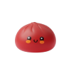 Dumpling Squishy Punainen Bambukorissa puristettuna kädessä