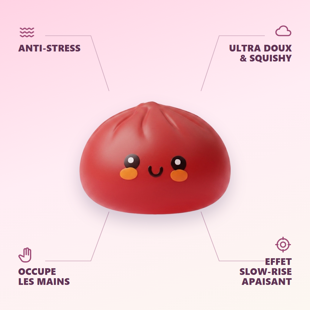 Dumpling Squishy Punainen Bambukorissa infografiikka: tärkeimmät edut
