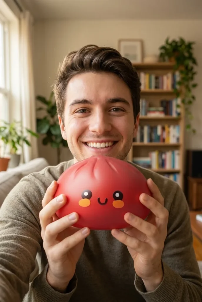 Dumpling Squishy Punainen Bambukorissa arjen keskellä