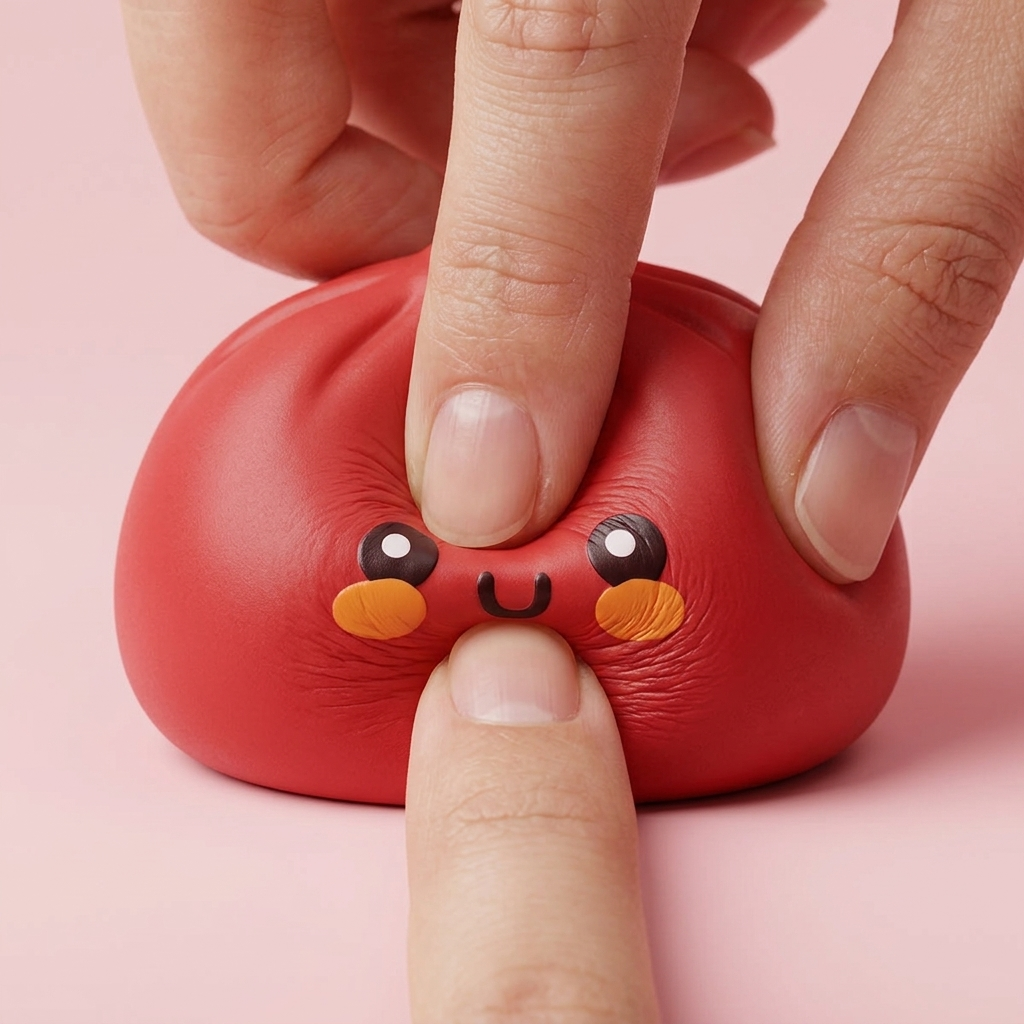 Dumpling Squishy Punainen Bambukorissa slow rise -efekti toiminnassa