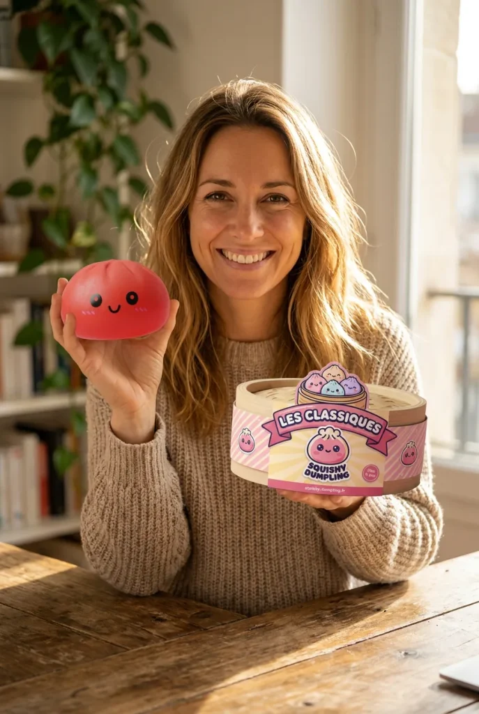 Dumpling Squishy Kirsikanpunainen ja bambutyylinen höyrykori — asiakaskuva