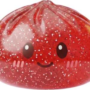 Glitter Dumpling Squishy Punainen Onni — squishy antistressilelu, slow-rise, kawaii