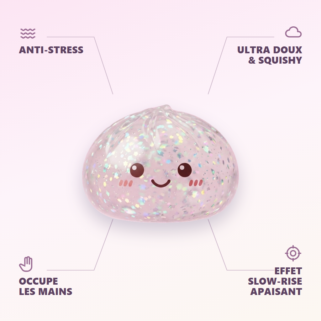 Glitter Dumpling Squishy Hopea — antistress, ultrapehmeä, slow-rise