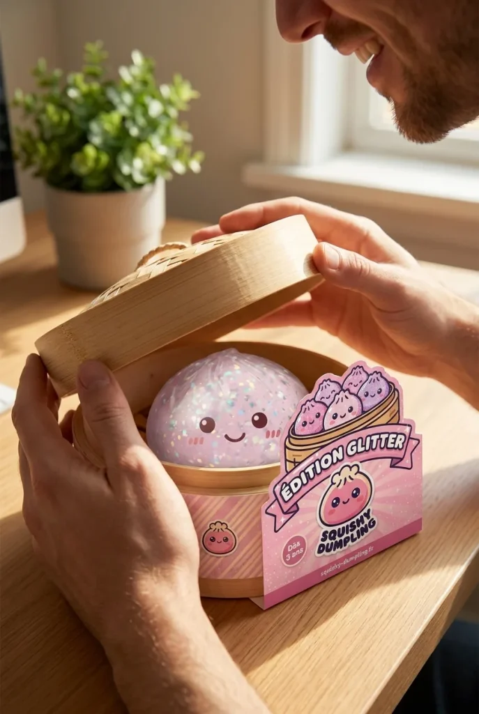 Glitter Dumpling Squishy Hopea — unboxing, asiakaskuva