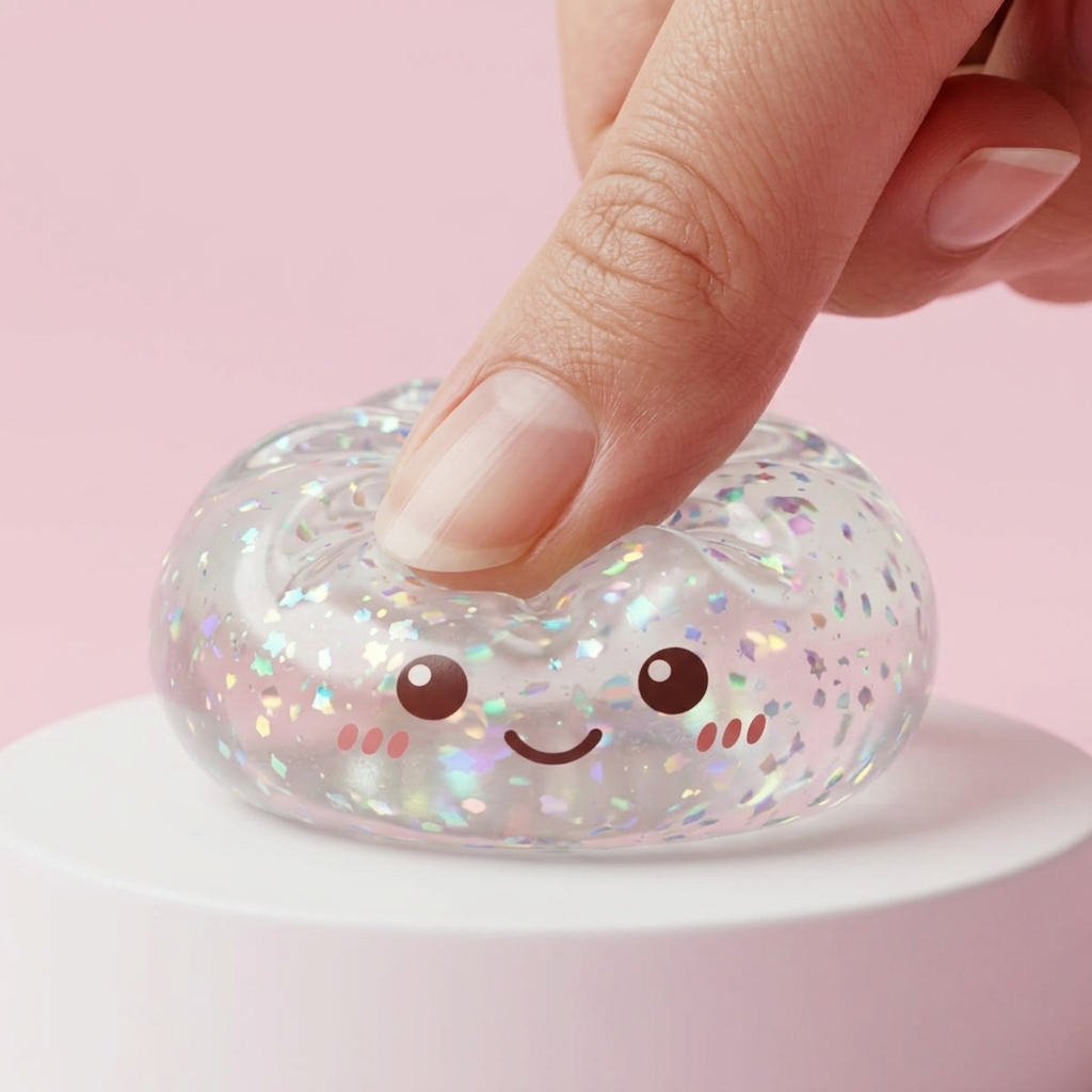 Glitter Dumpling Squishy Hopea — slow-rise-efekti, vaahto palautuu muotoonsa