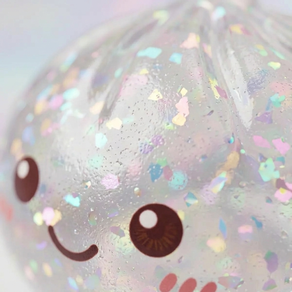Glitter Dumpling Squishy Hopea — makrolähikuva tekstuurista