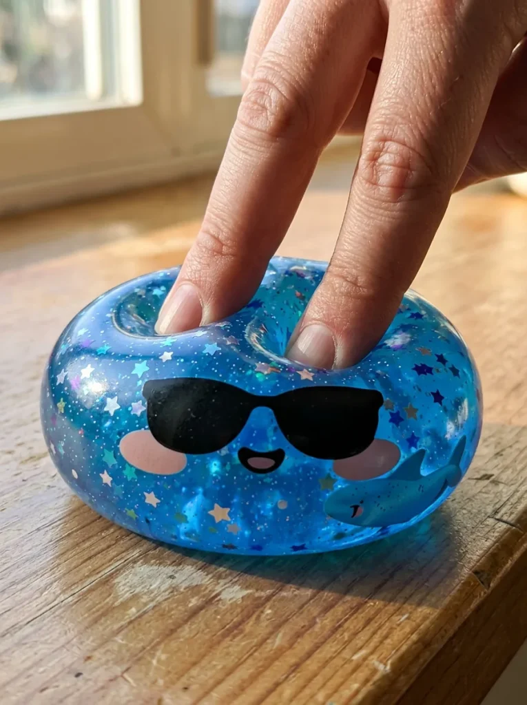 Squishy Dumpling Aurinkolasit Sparkle puristuksessa