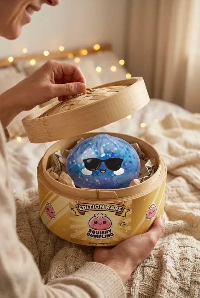 Squishy Dumpling Aurinkolasit Sparkle avauksen hetkellä