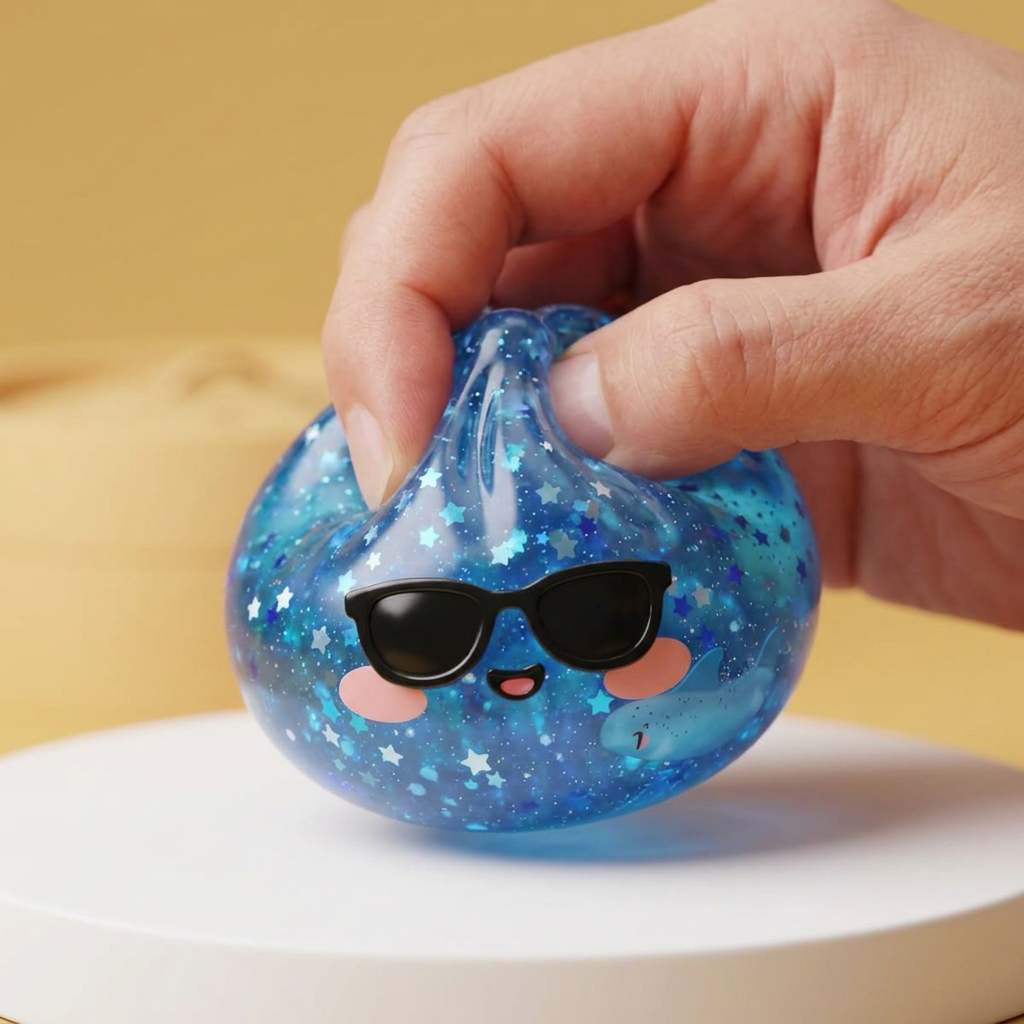 Squishy Dumpling Aurinkolasit Sparkle slow rise -efekti toiminnassa