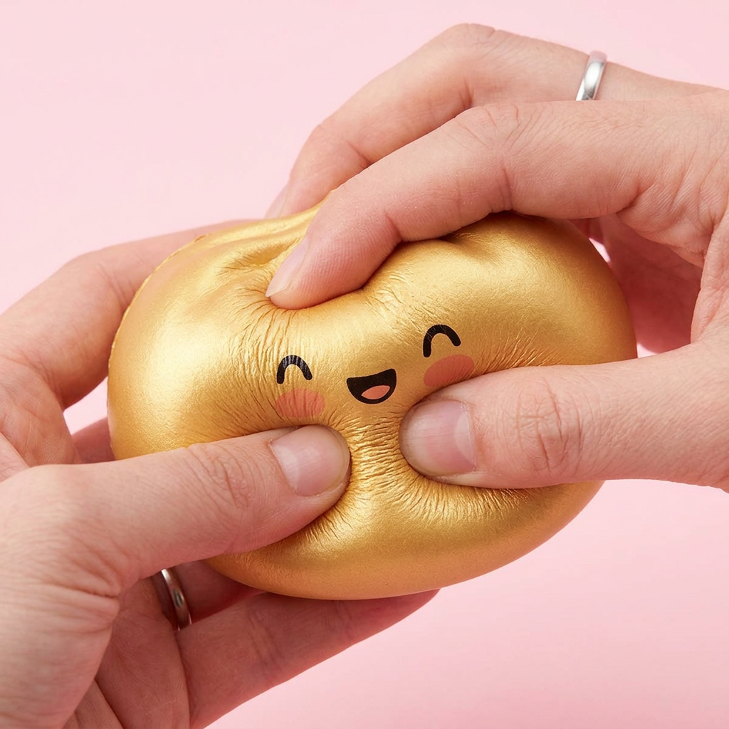 Dumpling Squishy Gold Lucky — slow-rise-efekti, vaahto palautuu muotoonsa