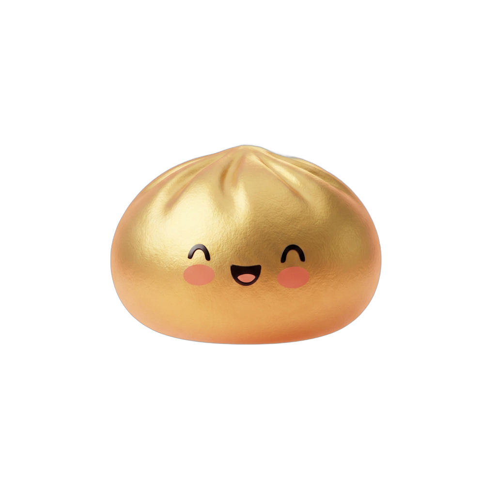 Dumpling Squishy Gold Lucky — squishy antistressilelu, slow-rise, kawaii