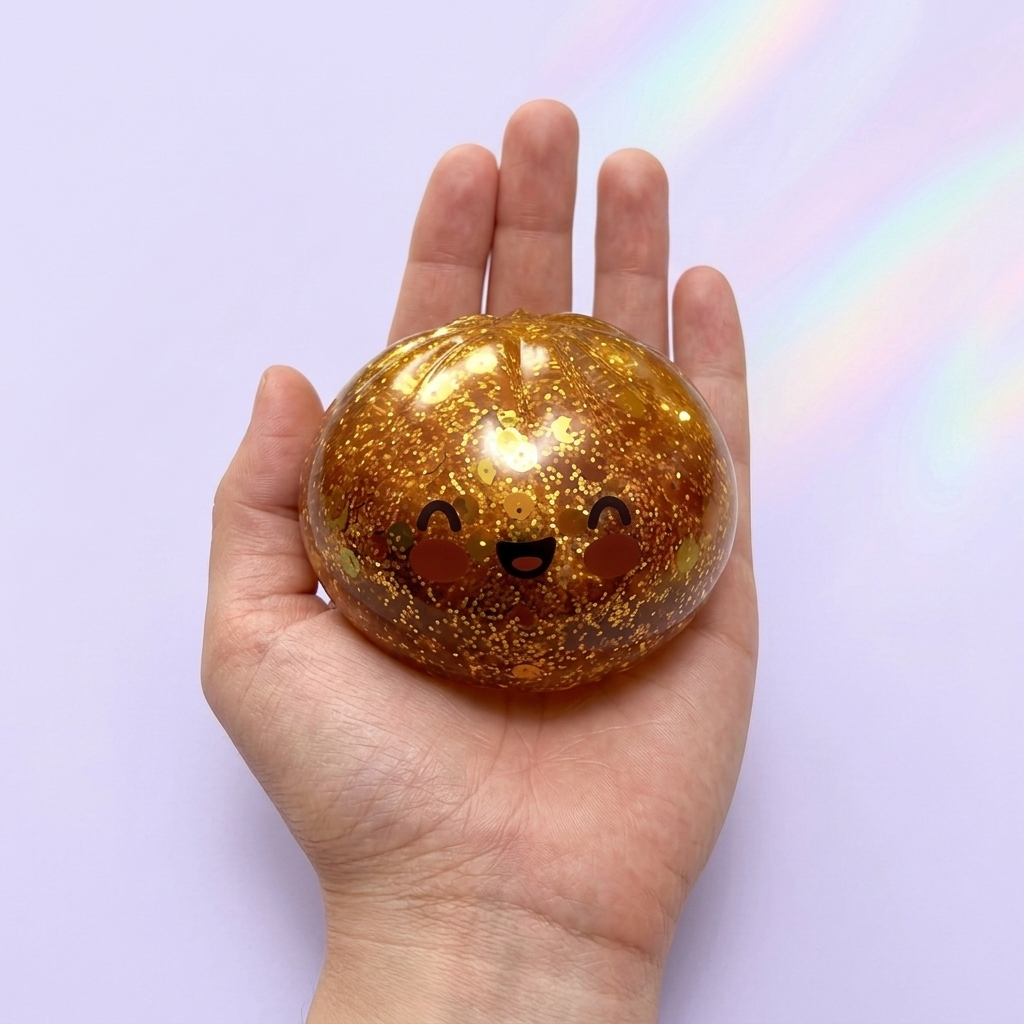 Squishy Bun Mystery Dumpling Yllätyspakkaus kädessä — kokovertailu