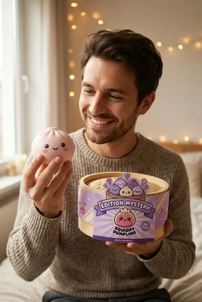 Squishy Bun Mystery Dumpling Yllätyspakkaus pakkauksensa kanssa