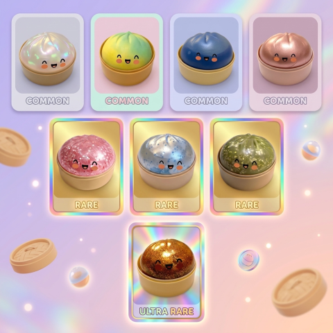 Squishy Bun Mystery Dumpling Yllätyspakkaus puristettuna kädessä