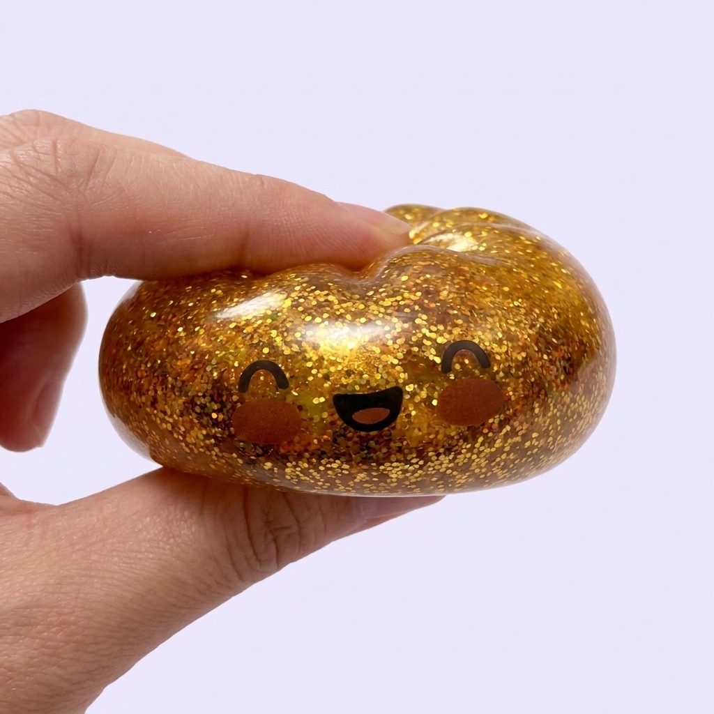 Squishy Bun Mystery Dumpling Yllätyspakkaus puristettuna kädessä