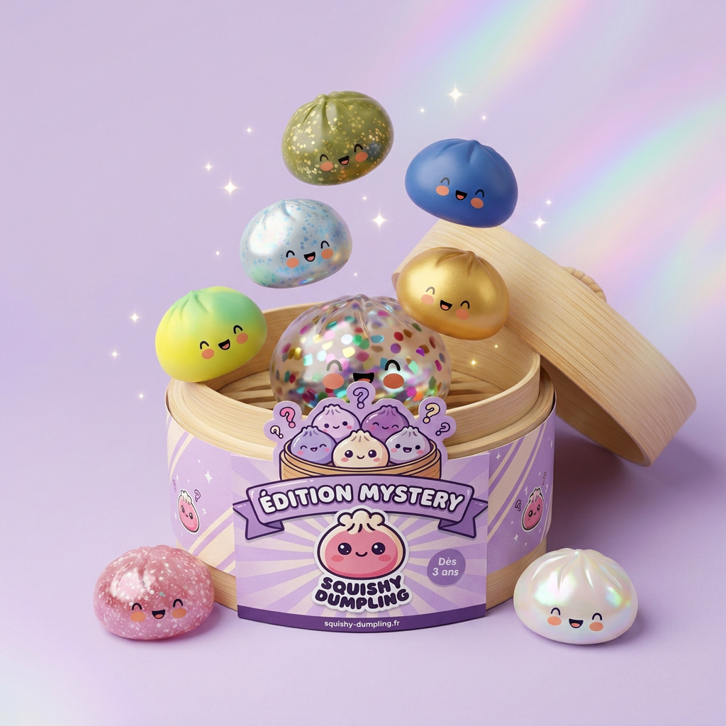 Squishy Bun Mystery Dumpling Yllätyspakkaus puristettuna kädessä