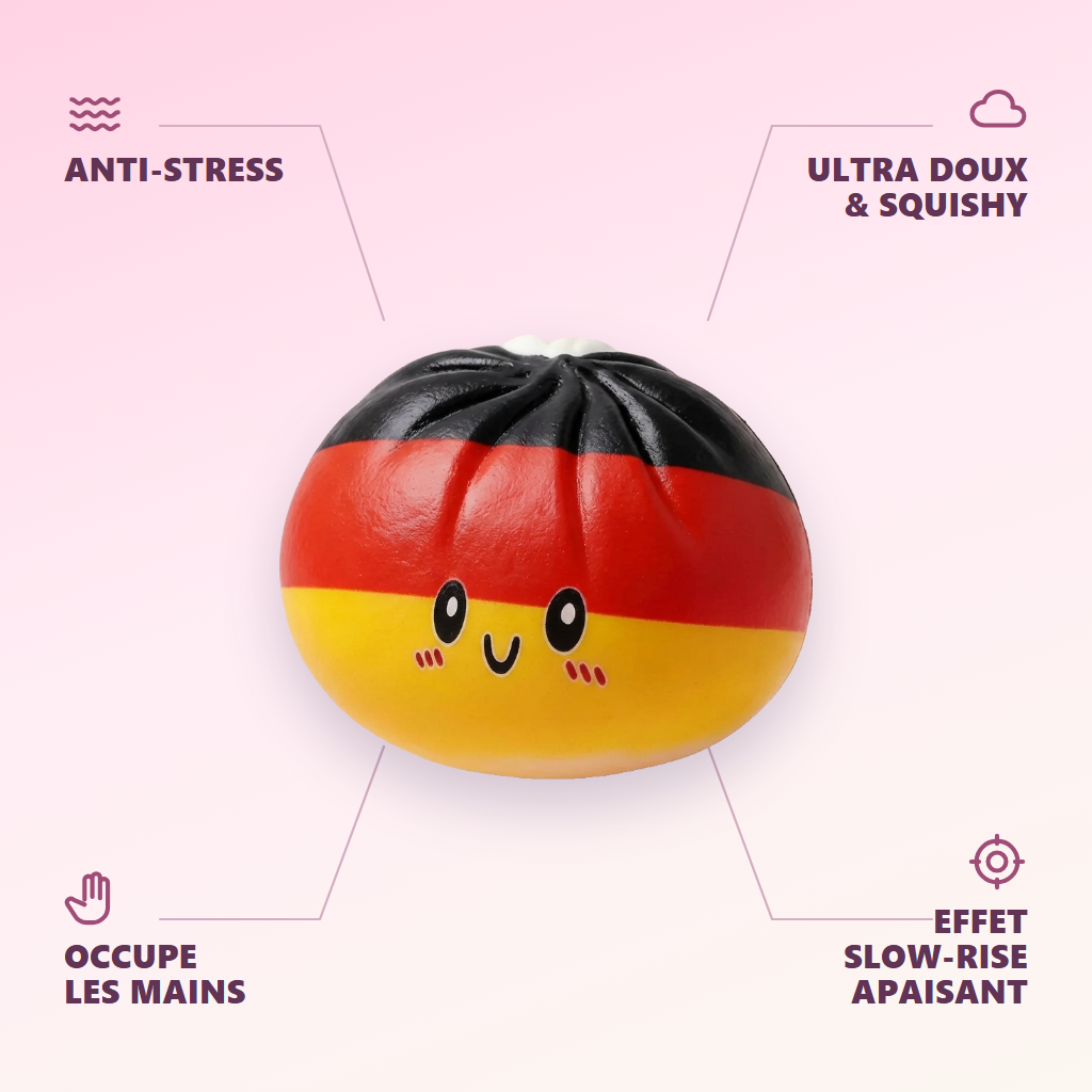 Saksan Lippu Flag Squishy Toy Dumpling — antistress, ultrapehmeä, slow-rise