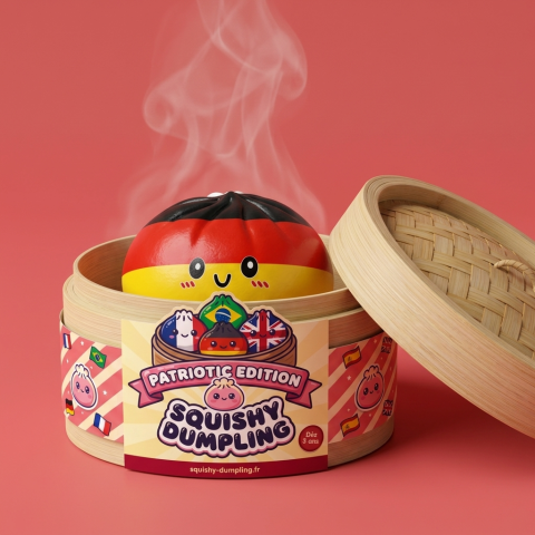 Saksan Lippu Flag Squishy Toy Dumpling bambutyylisessä höyrykorirasiassaan