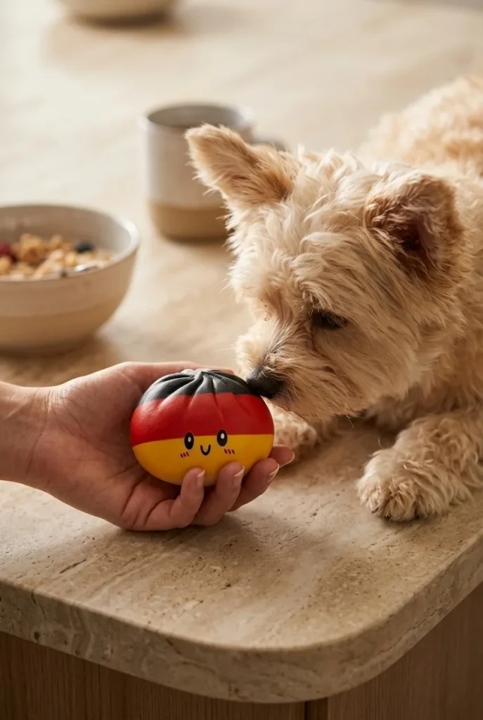 Saksan Lippu Flag Squishy Toy Dumpling ja lemmikki — asiakaskuva
