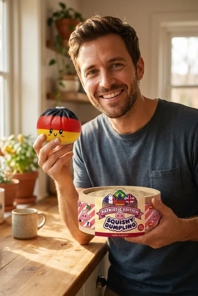 Saksan Lippu Flag Squishy Toy Dumpling ja bambutyylinen höyrykori — asiakaskuva