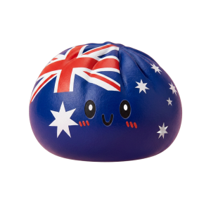 Flag Squishy Dumpling Australia -lippumotiivi — squishy antistressilelu, slow-rise, kawaii
