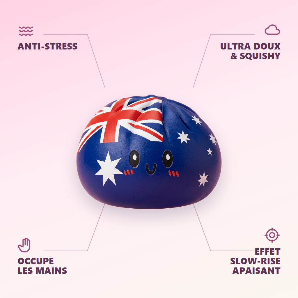 Flag Squishy Dumpling Australia -lippumotiivi — antistress, ultrapehmeä, slow-rise