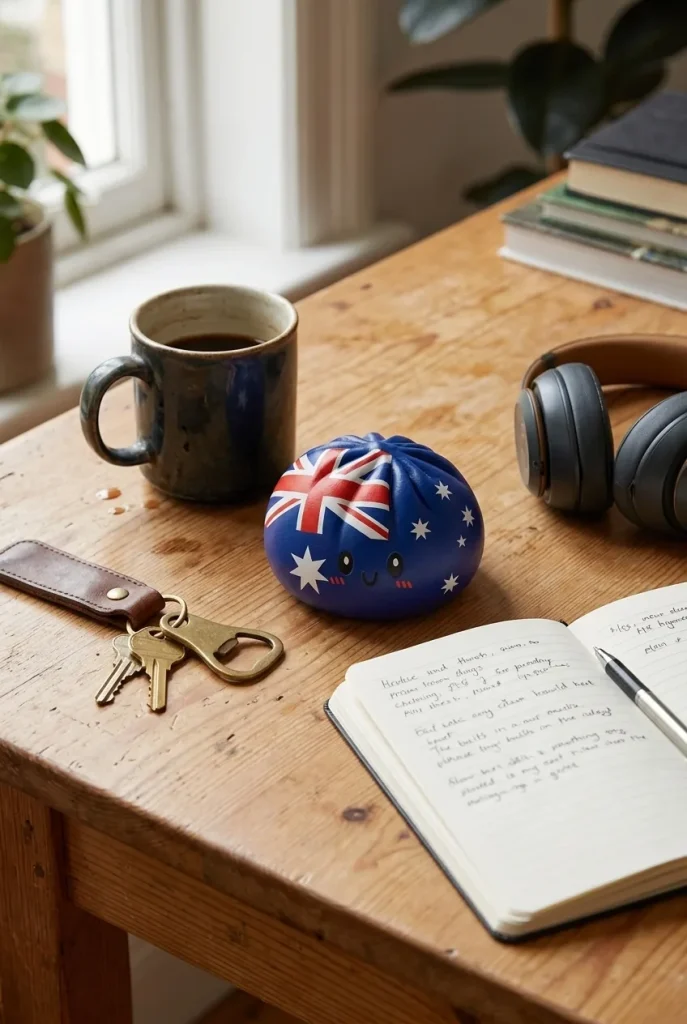 Flag Squishy Dumpling Australia -lippumotiivi työpöydällä — asiakaskuva