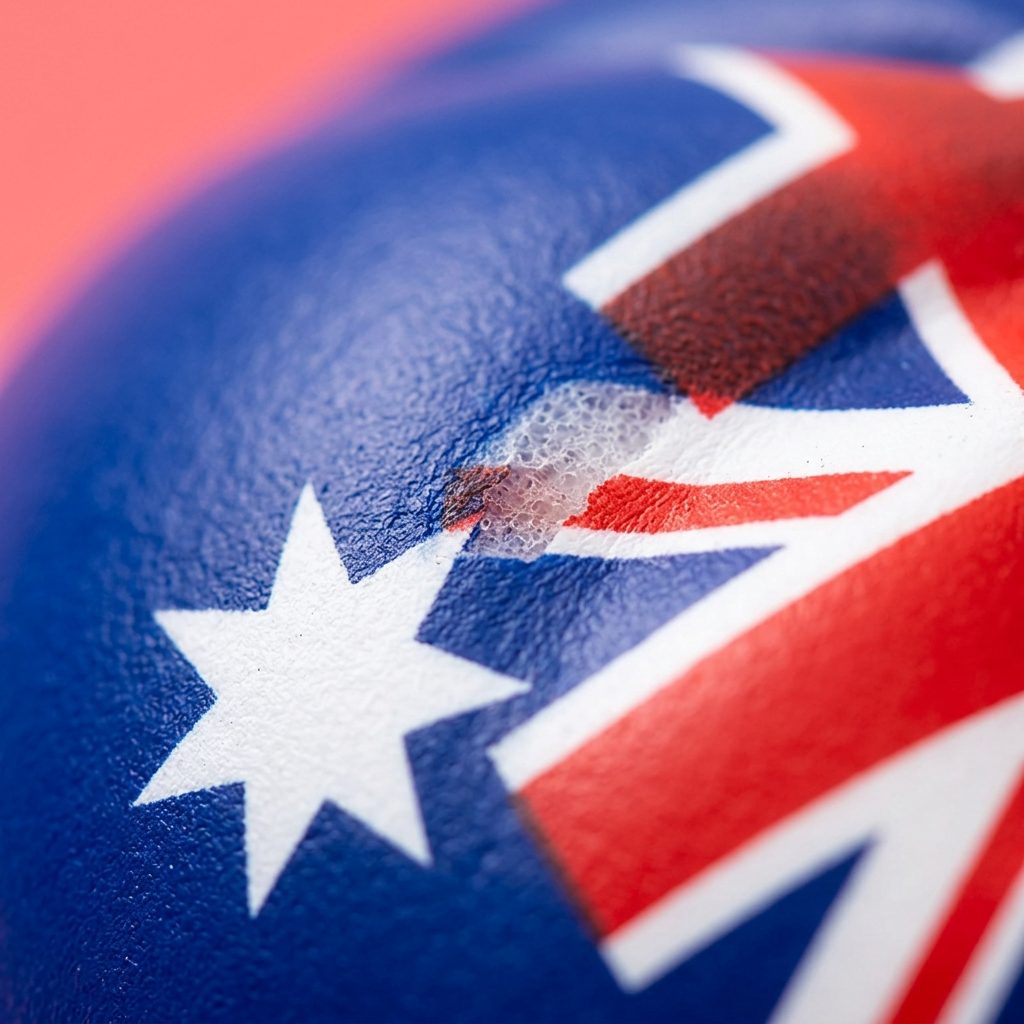 Flag Squishy Dumpling Australia -lippumotiivi — makrolähikuva tekstuurista