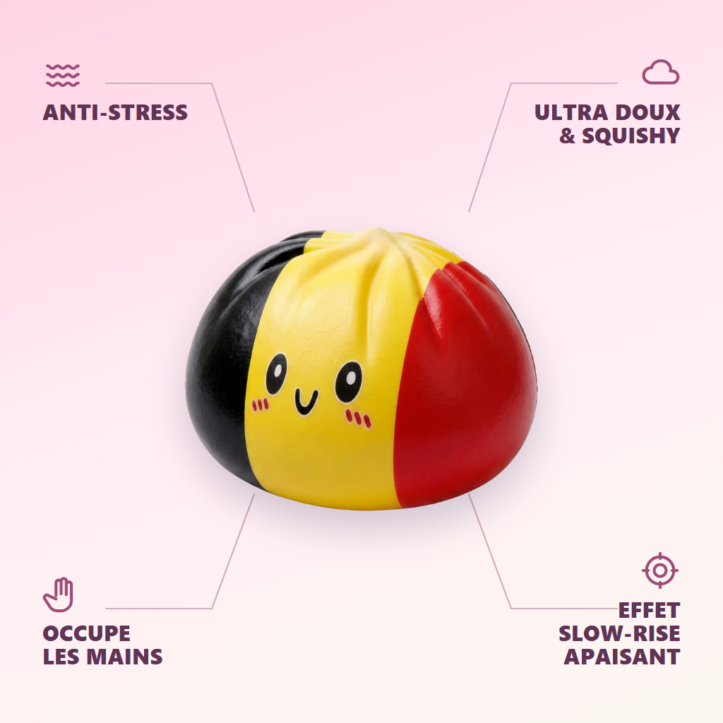 Squishy Dumpling Flag Belgia — antistress, ultrapehmeä, slow-rise