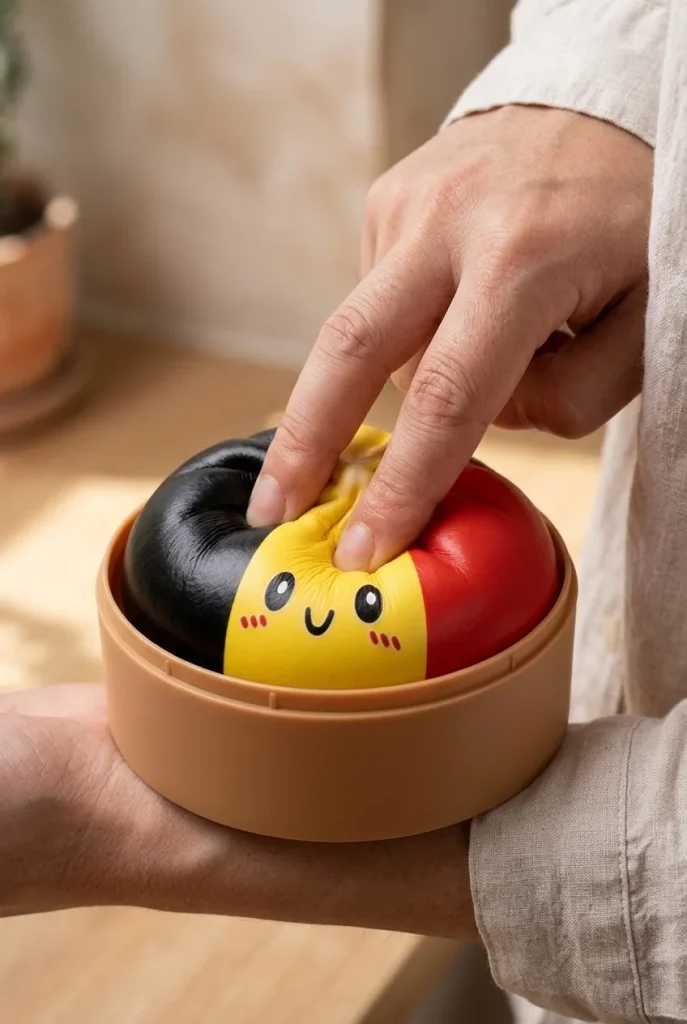 Squishy Dumpling Flag Belgia sormien välissä — asiakaskuva