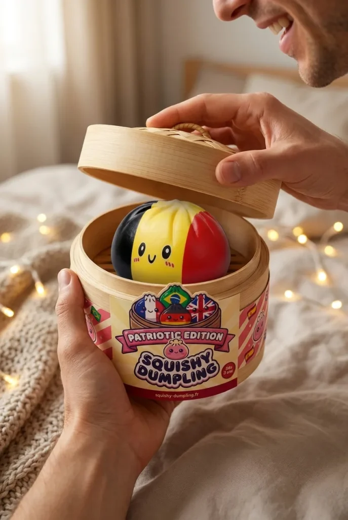 Squishy Dumpling Flag Belgia — unboxing, asiakaskuva