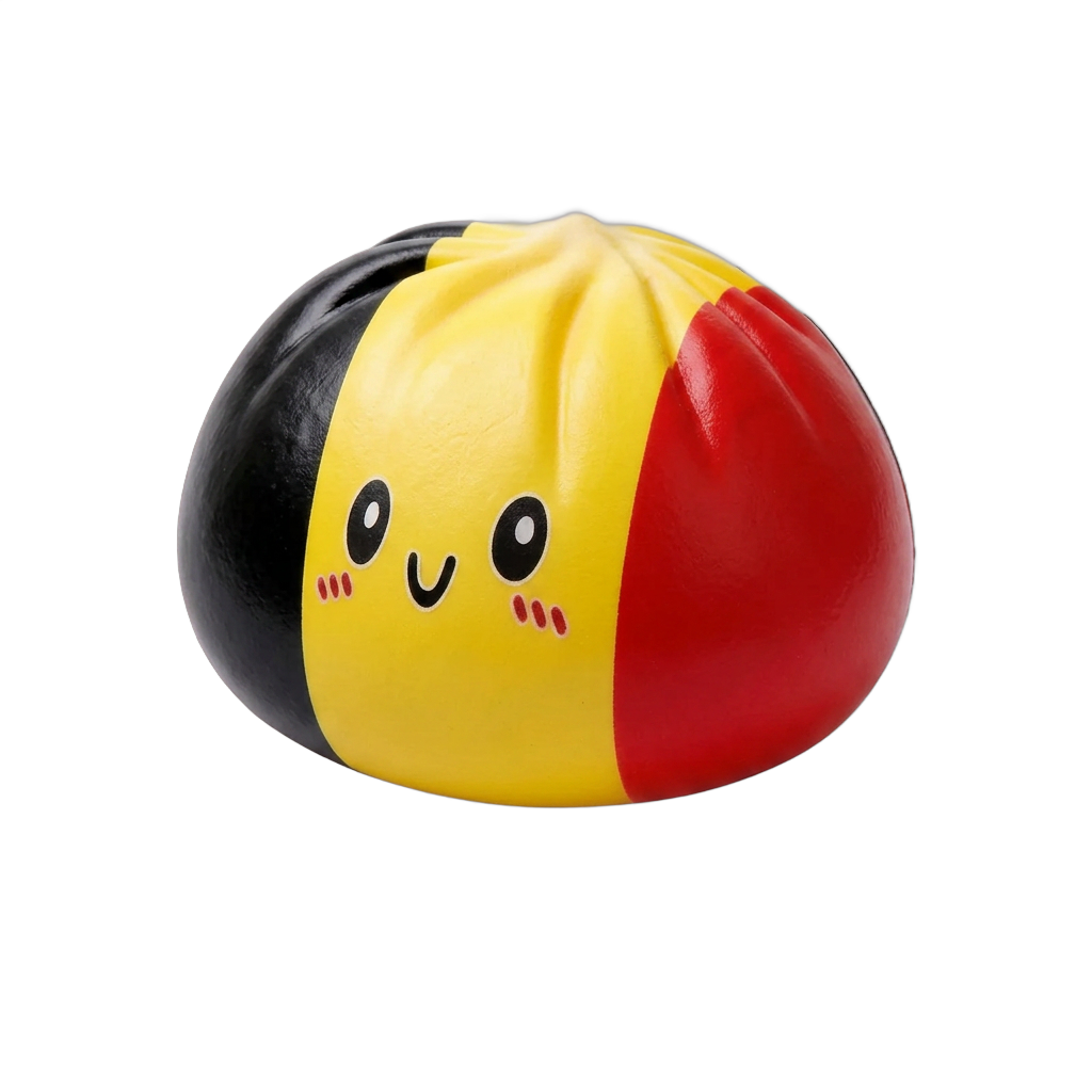 Squishy Dumpling Flag Belgia — squishy antistressilelu, slow-rise, kawaii