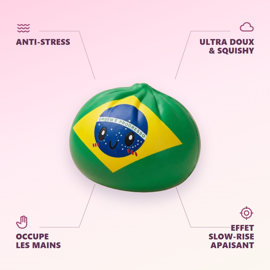 Dumpling Squishy Flag Brasilia — antistress, ultrapehmeä, slow-rise