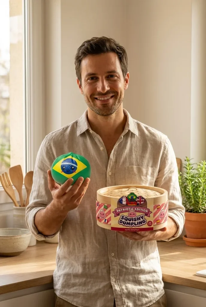 Dumpling Squishy Flag Brasilia ja bambutyylinen höyrykori — asiakaskuva