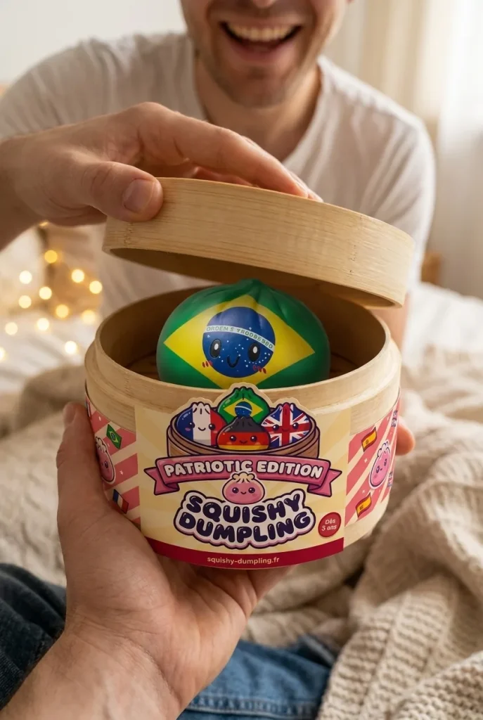 Dumpling Squishy Flag Brasilia — unboxing, asiakaskuva