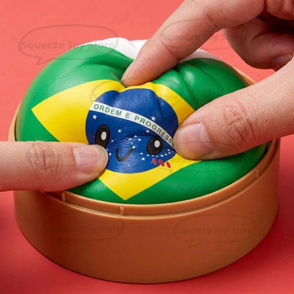 Dumpling Squishy Flag Brasilia — slow-rise-efekti, vaahto palautuu muotoonsa