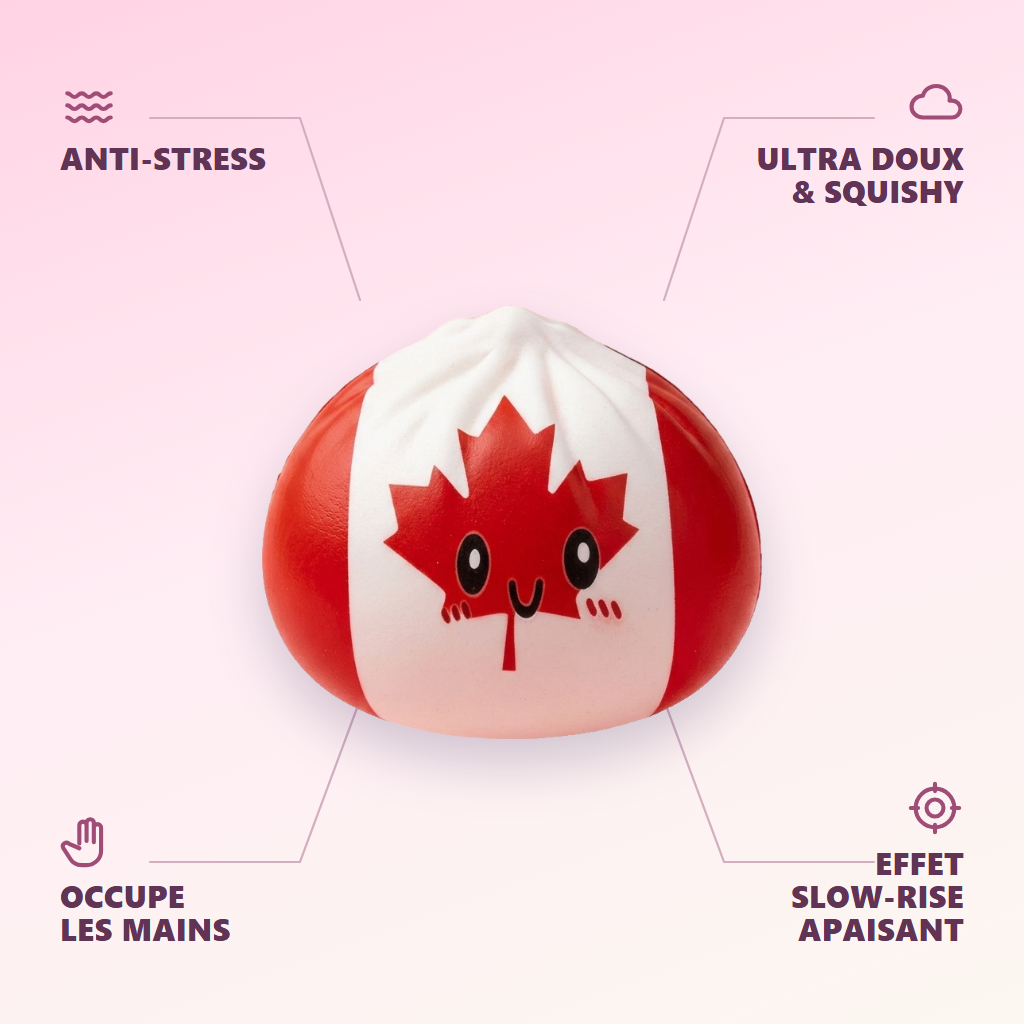 Flag Squishy Dumpling Kanada — antistress, ultrapehmeä, slow-rise