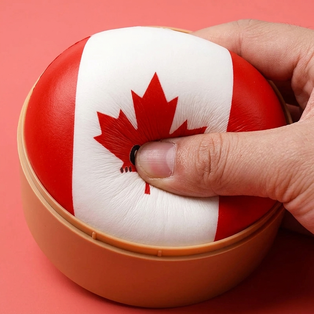 Flag Squishy Dumpling Kanada — slow-rise-efekti, vaahto palautuu muotoonsa