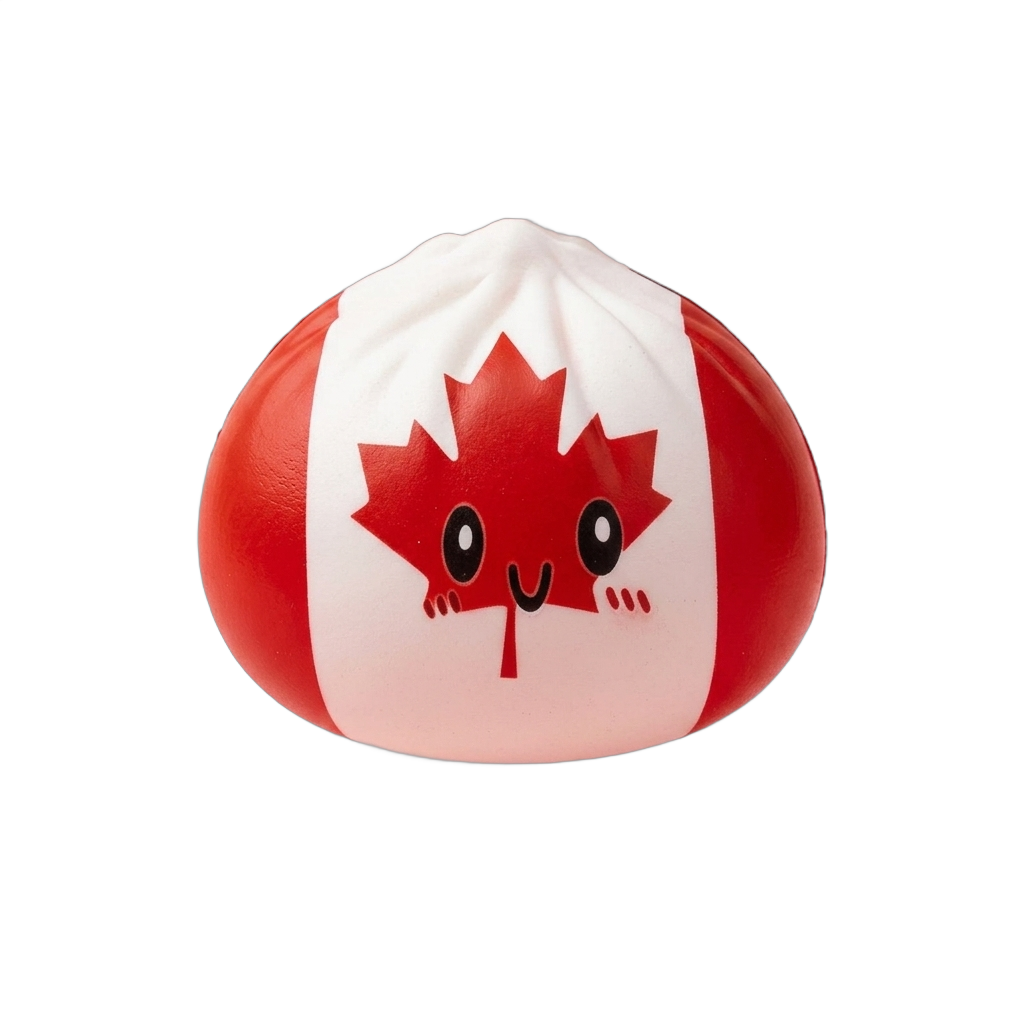 Flag Squishy Dumpling Kanada — squishy antistressilelu, slow-rise, kawaii