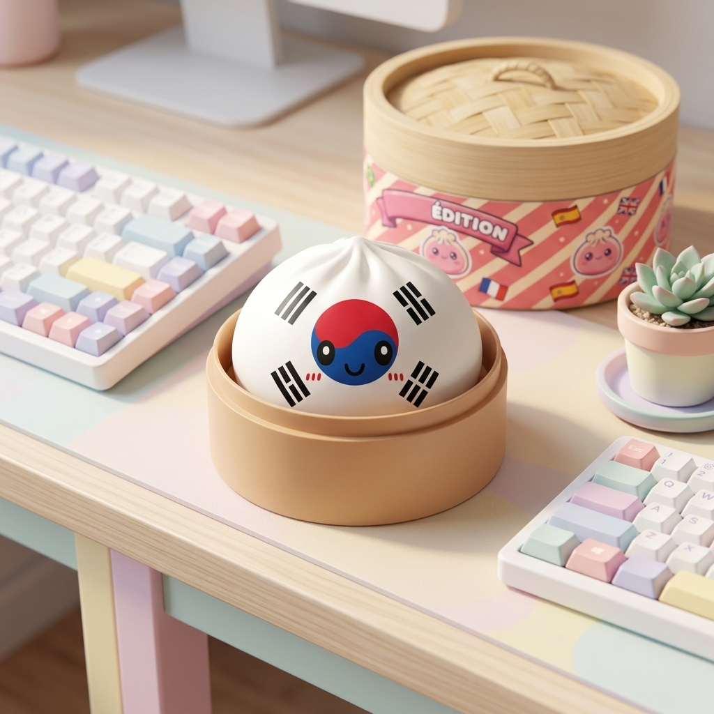 Flag Squishy Dumpling Etelä-Korea tunnelmakuvassa työpöydällä